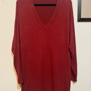 V-Neck Sweater Dress with Pockets